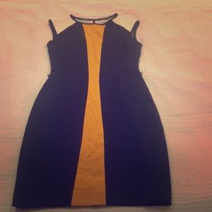 Black and mustard fitted Cache dress